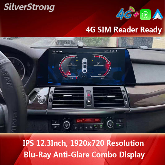 12.3inch Android 13 Car Radio For BMW X5 E70 X6 E71 2007-2013 CCC CIC Bule Anti G-lare Screen 4G GPS Stereo Player Carplay WiFi DSP