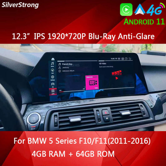 12.3" Radio 2 din Android Car Stereo For BMW 5 Series F10 F11 2010-2016 CIC NBT Multimedia Player Autoradio netflix Carplay