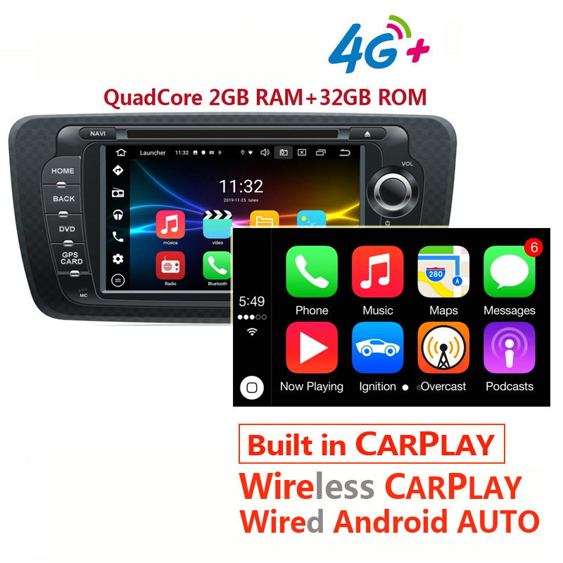 Free Shipping 7 inch IPS Android Carplay For Seat Ibiza 6j 2009 2010 2011 2012 2013 with DVD 2 Din Radio Multimedia Player Wifi Bluetooth